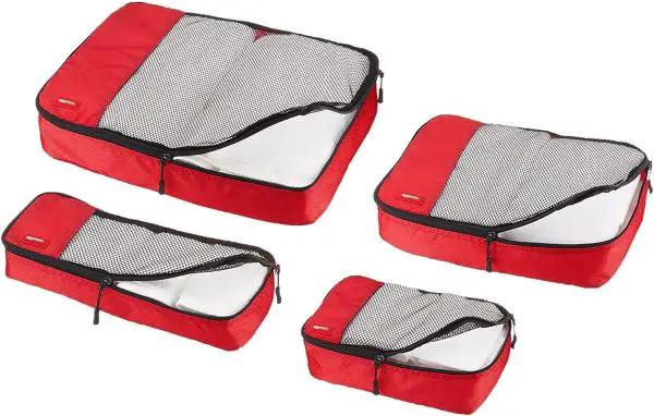 Basics 4 Piece Packing Travel Organizer Cubes Set, Grey