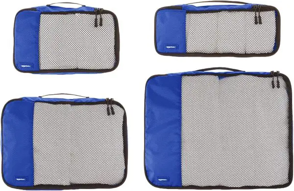 Basics 4 Piece Packing Travel Organizer Cubes Set, Grey