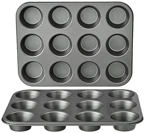 Set of 2 steel muffin pans