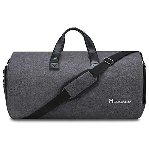MODOKER convertible garment bag showing duffel mode and suit compartment