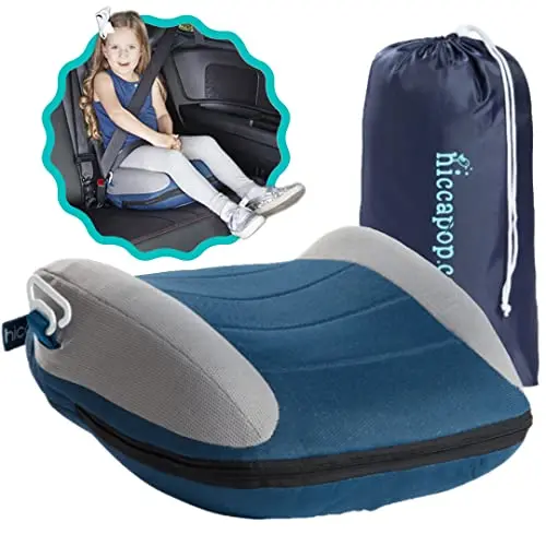 Hiccapop UberBoost inflatable booster car seat in navy blue
