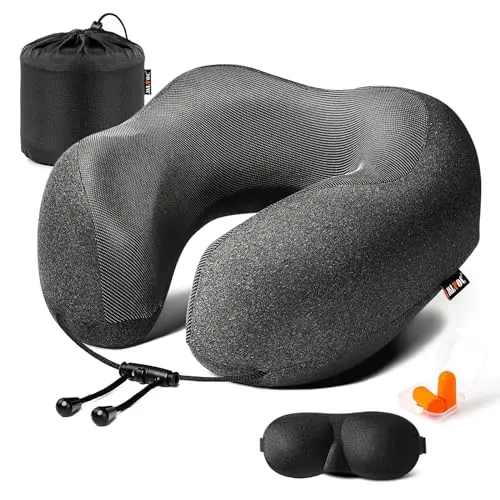 MLVOC memory foam travel pillow with accessories