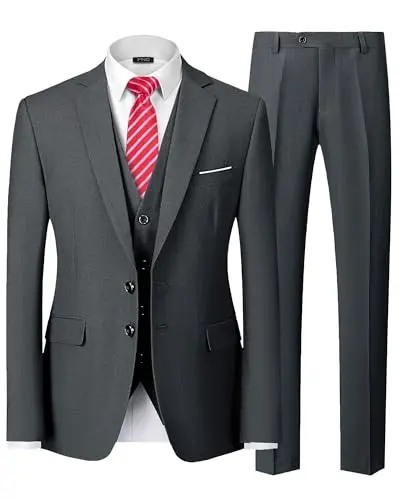 YND men's slim fit 3-piece suit with matching tie in various colors