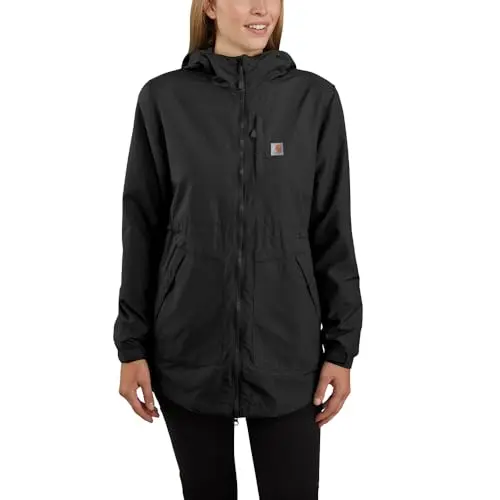 Carhartt women's relaxed fit lightweight rain coat in black