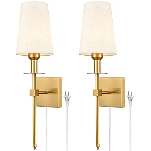 Modern Brass with Fabric Shade