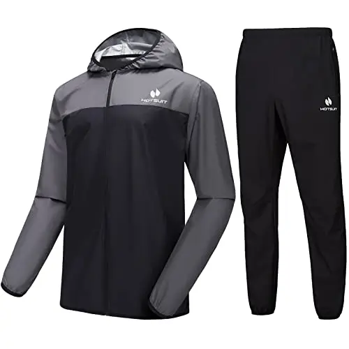 HOTSUIT men's gray sauna suit with full-zip jacket and pants