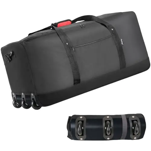 Finnhomy 120L foldable rolling duffel bag in black