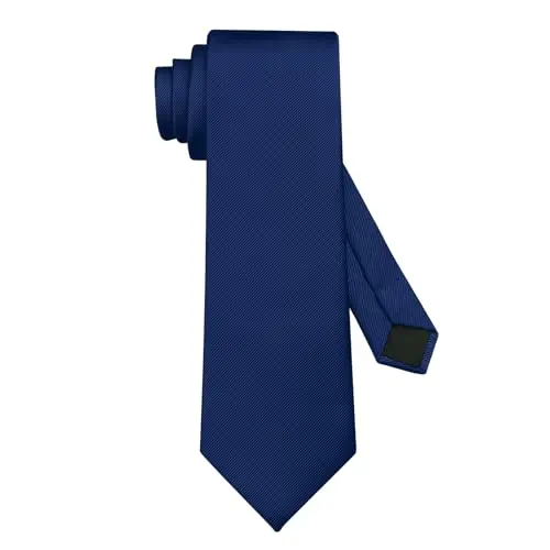 DecTwig solid navy blue handmade formal necktie for business wear