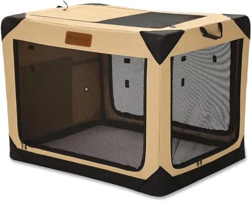 Garnpet large collapsible dog crate with mesh windows and steel frame