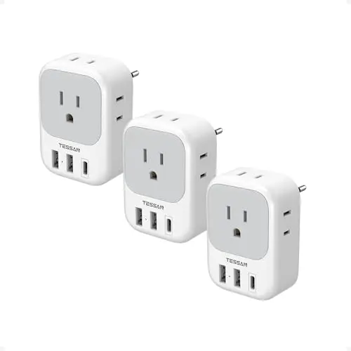 3 Pack US to Europe Adapter with USB-C
