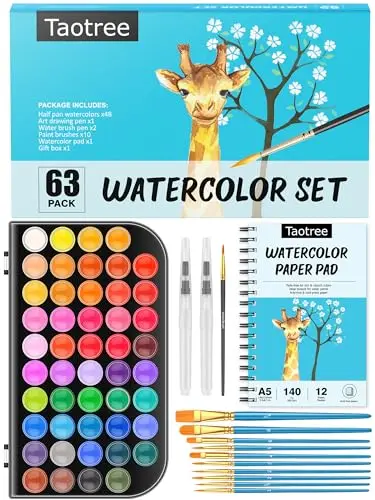 48 Colors with Brushes & Paper