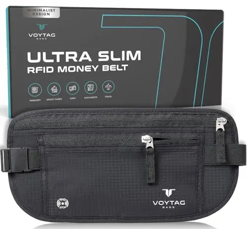 VOYTAG travel money belt with 360-day replacement guarantee