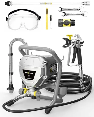 High-efficiency airless sprayer for large DIY projects, minimal overspray