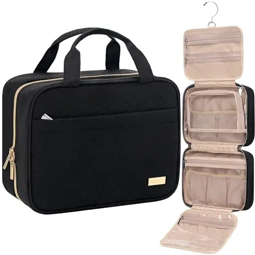 NISHEL medium-sized toiletry bag showing four separate compartments