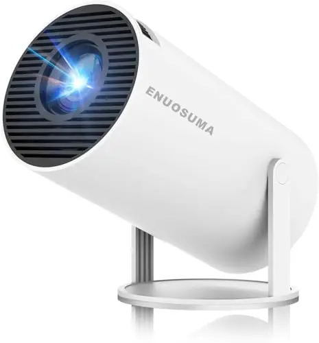 ENUOSUMA compact projector with Android TV interface displayed