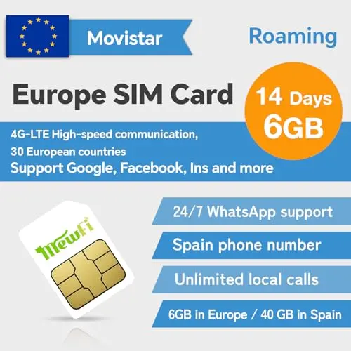 Movistar Europe travel SIM card with Spanish phone number and data
