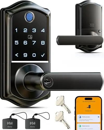 Veise VE019 smart lever lock with fingerprint sensor and handle