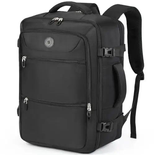 Sowaovut black travel laptop backpack with multiple carry handles