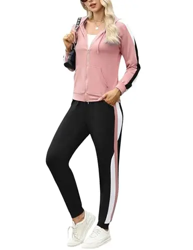 Marvmys women's petite jogging suit set with color block design