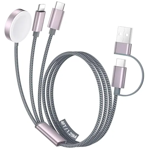 Temdan 3-in-2 USB C cable for Apple Watch, iPhone, and Lightning devices