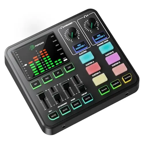 Audio Interface for PC/Podcast/Streaming, Sound Board with Voice Effects