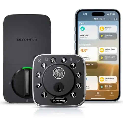 ULTRALOQ Bolt Fingerprint Smart Lock installed on a modern door