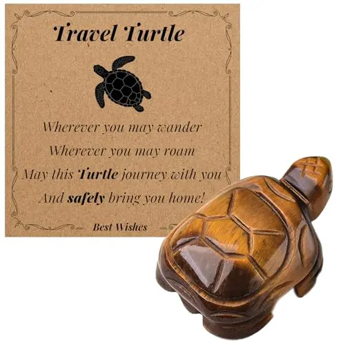 PAJH travel turtle figurine made from tiger's eye stone