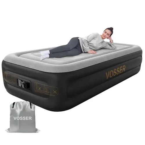 VOSSER twin XL air mattress with built-in pump and flocked top