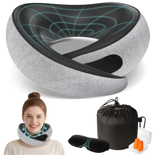 FIOGIKO adjustable memory foam travel neck pillow
