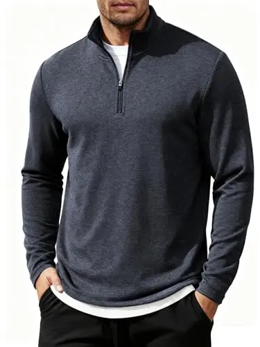 COOFANDY men's quarter zip sweatshirt in navy blue