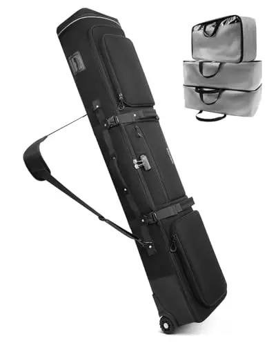 AUROTIER rolling snowboard bag with TSA lock and removable bags